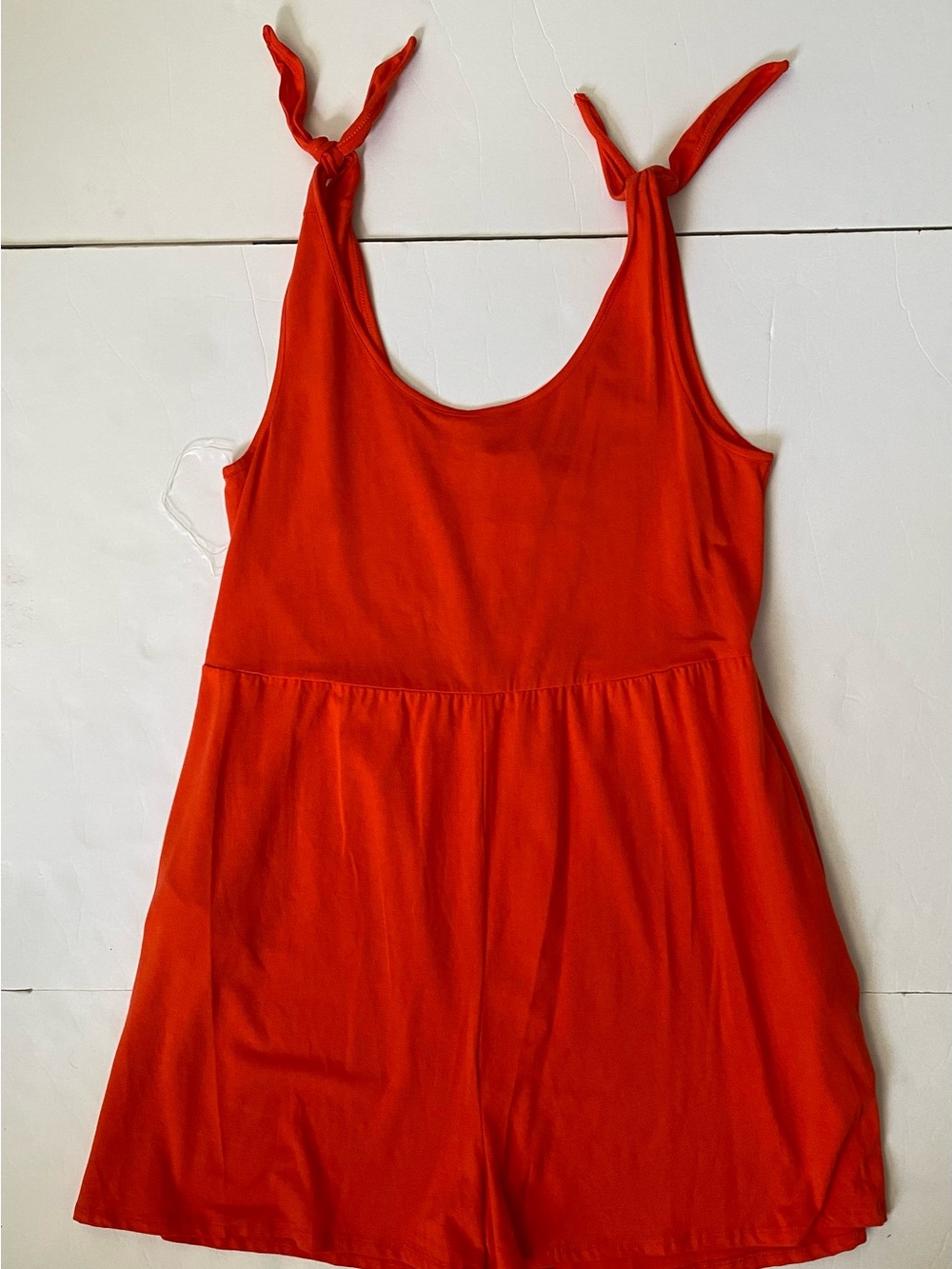Bright Red Tie-Shoulder Sleeveless Romper